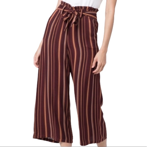Tilly's Pants - Tilly’s Striped Crop Womens Wide Leg Pants